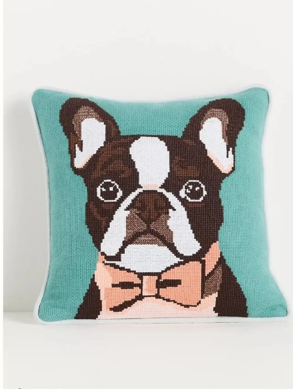 Anthropologie Arden Cotton Needlepoint Animal Pillow 12 In By 12 In New